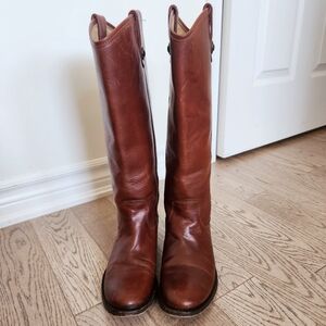 Frye Melissa Button Riding Boots in Cognac Size 6B